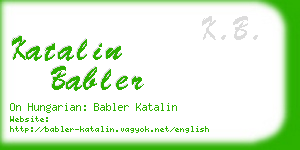 katalin babler business card